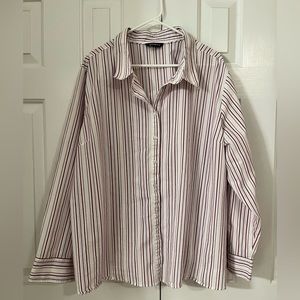 George, 4X, White/Maroon Striped. Long sleeve